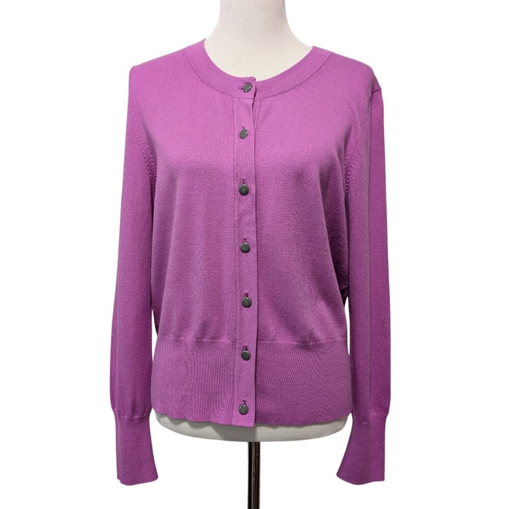 Banana Republic Womens NWT Size XL Purple Cotton Silk Cashmere Cardigan Sweater